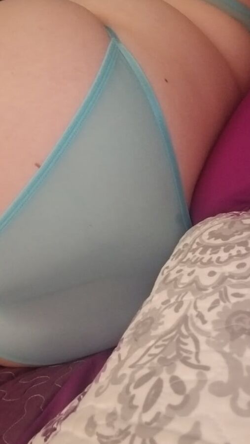 Blue lace panty tease  bored housewife milf bbw