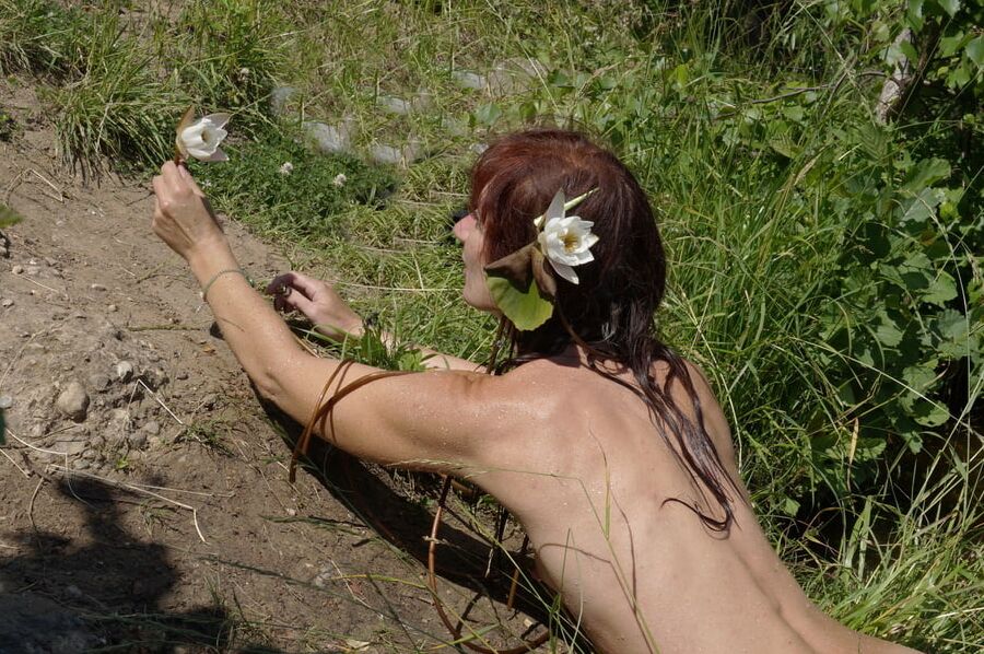On beach with waterlilac flowers