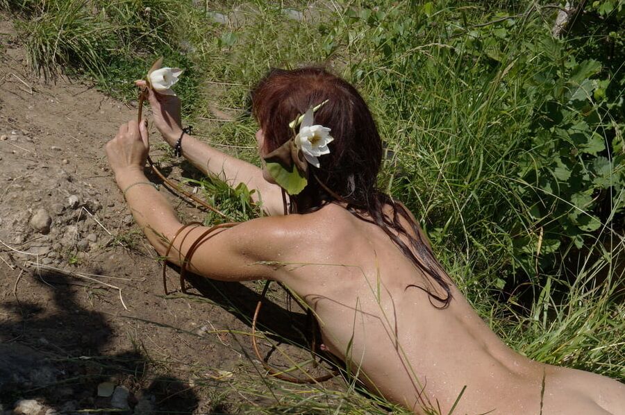 On beach with waterlilac flowers