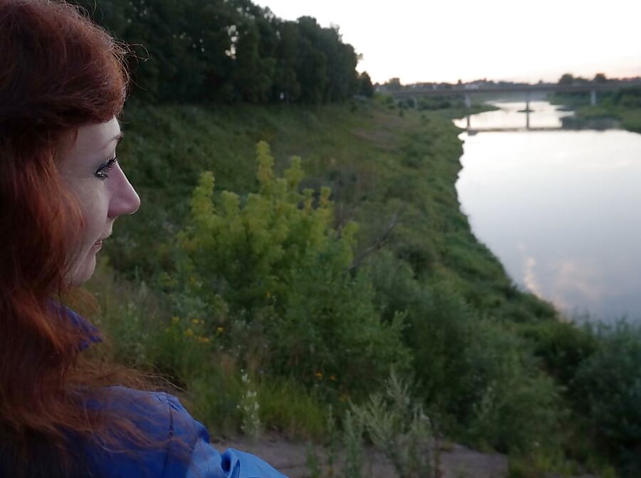 On vazuza-river bridge in cold evening