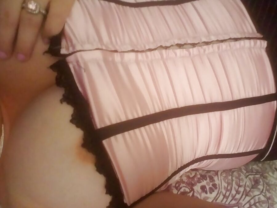 Dainty Pink Corset skirt and heels & favorite crystal mask