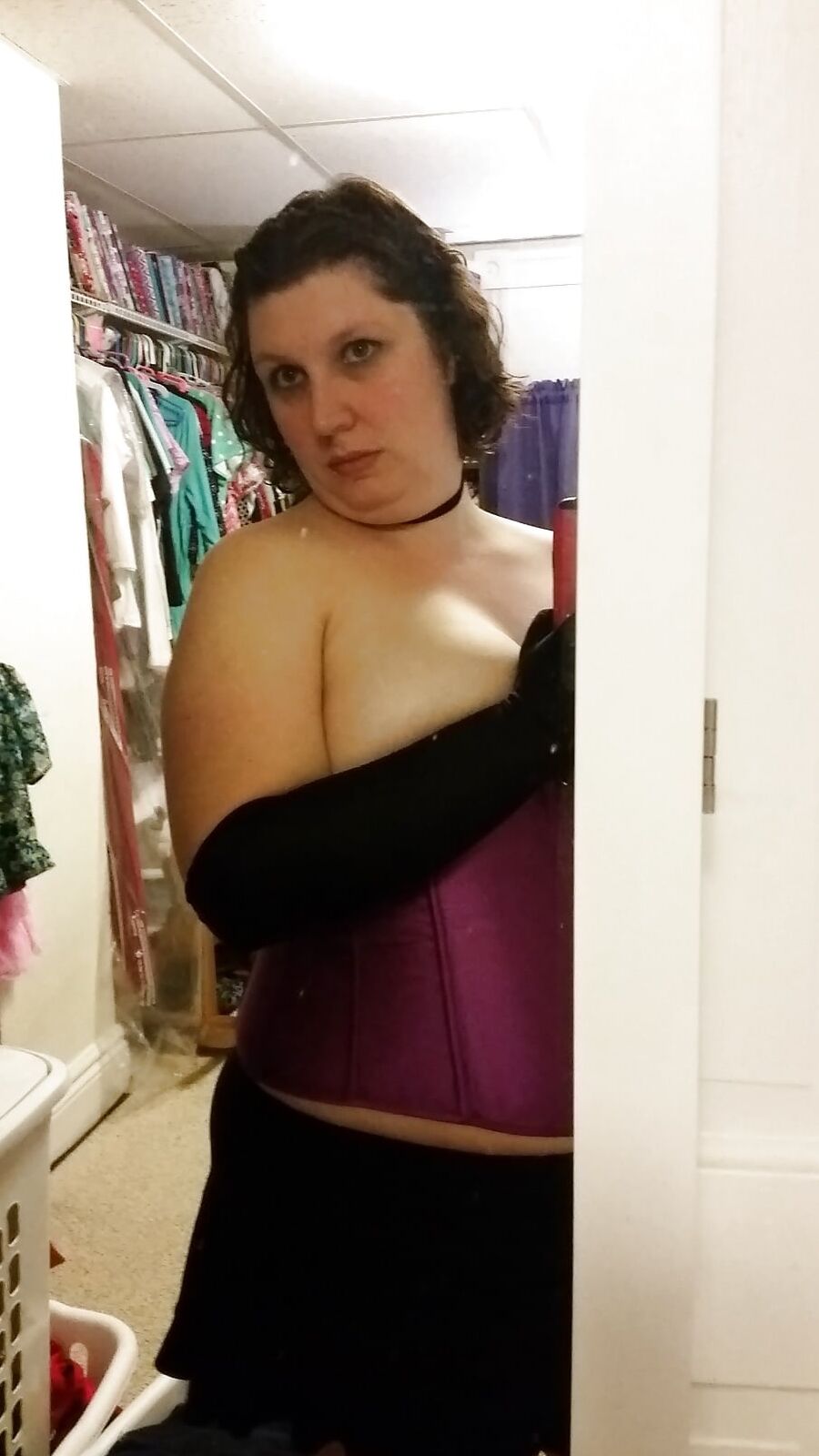 Sexy Purple Corset and Heels