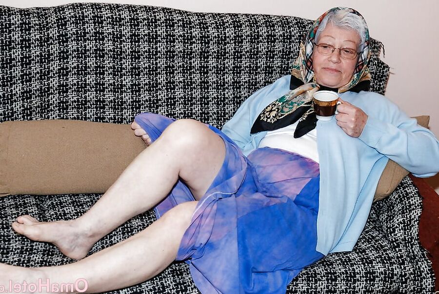 Horny grandma is munching cock