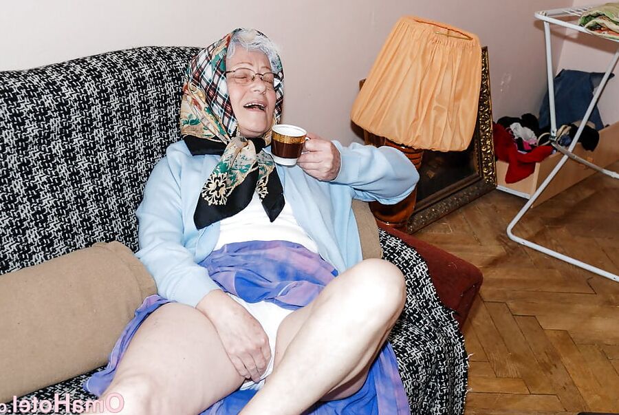 Horny grandma is munching cock