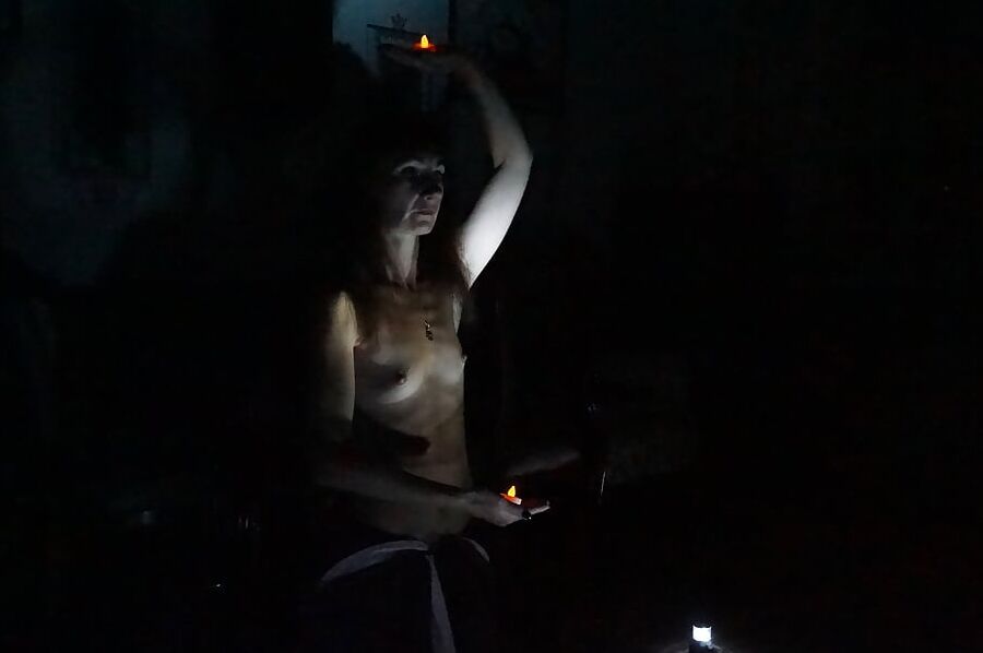 In darkness with candles