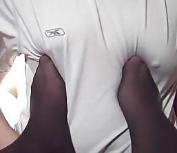 Pantyhose Feet On Small Tits