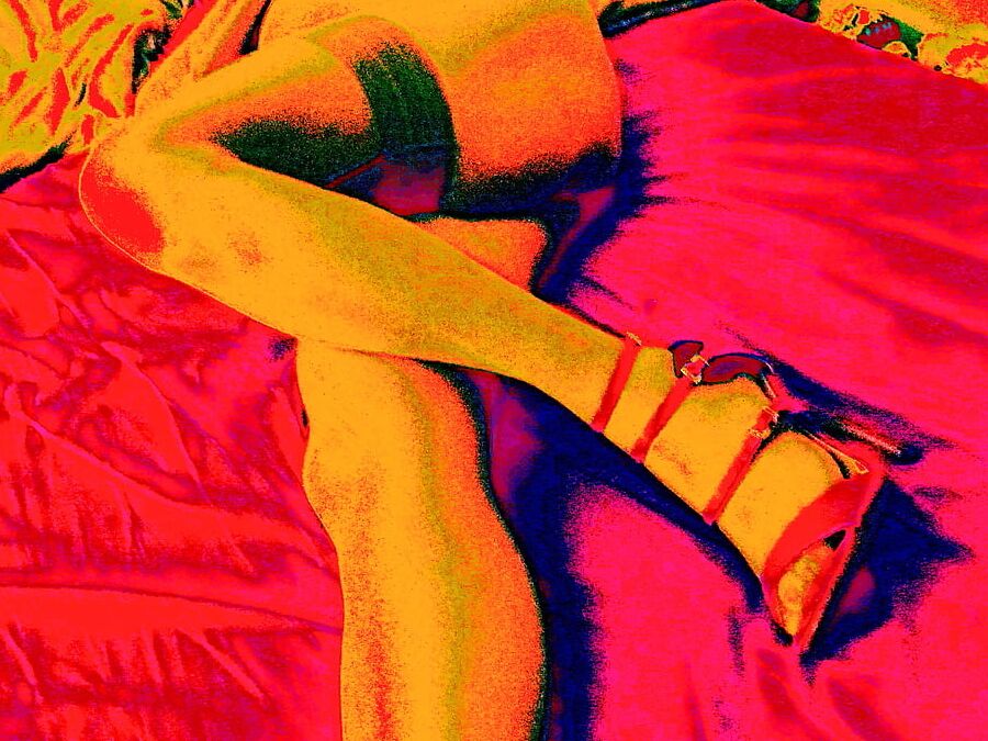 My wife's tan stockings in the night