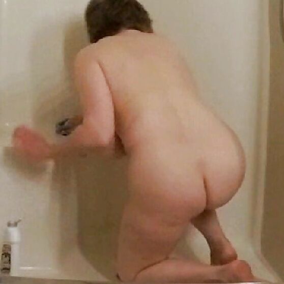 GILF gets naked to clean the shower