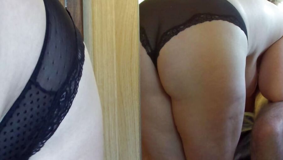 Obedient wife with big tits sucking and wanking