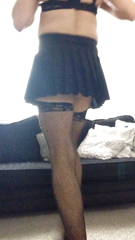 Black bra and skirt