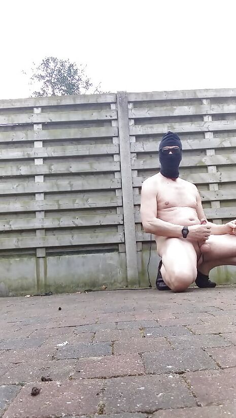 Naked bdsm bondage jerking like grazy in public outdoor