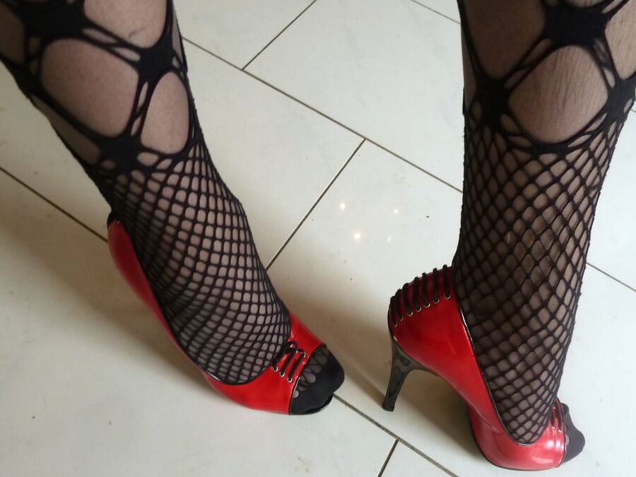 My wife's pantyhose, socks and heels