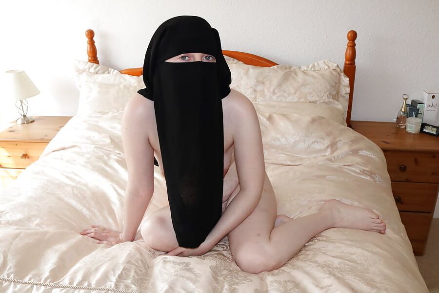 Wife posing naked in niqab