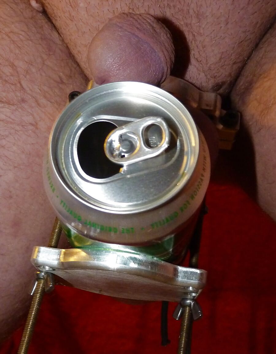 Crush heineken can with balls