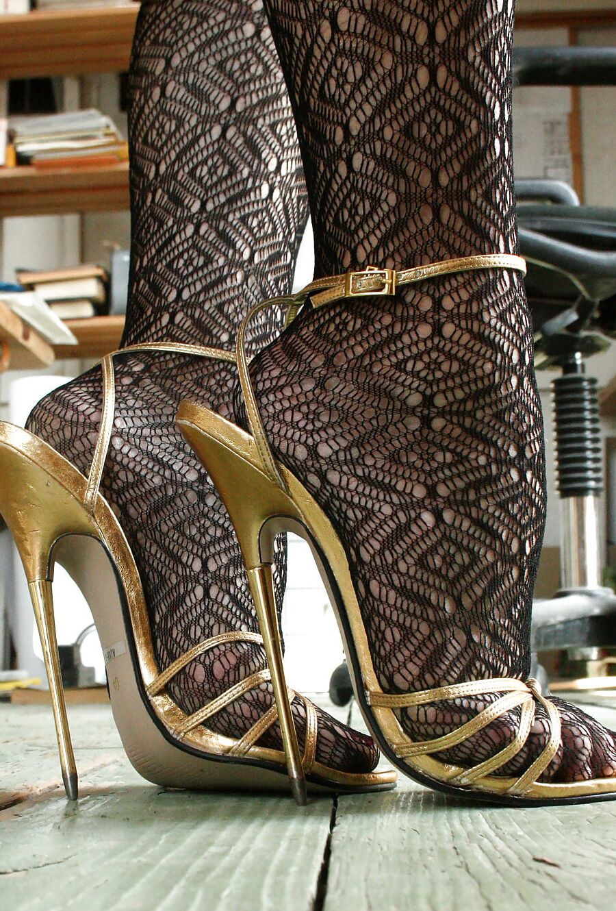 Golden stilettos