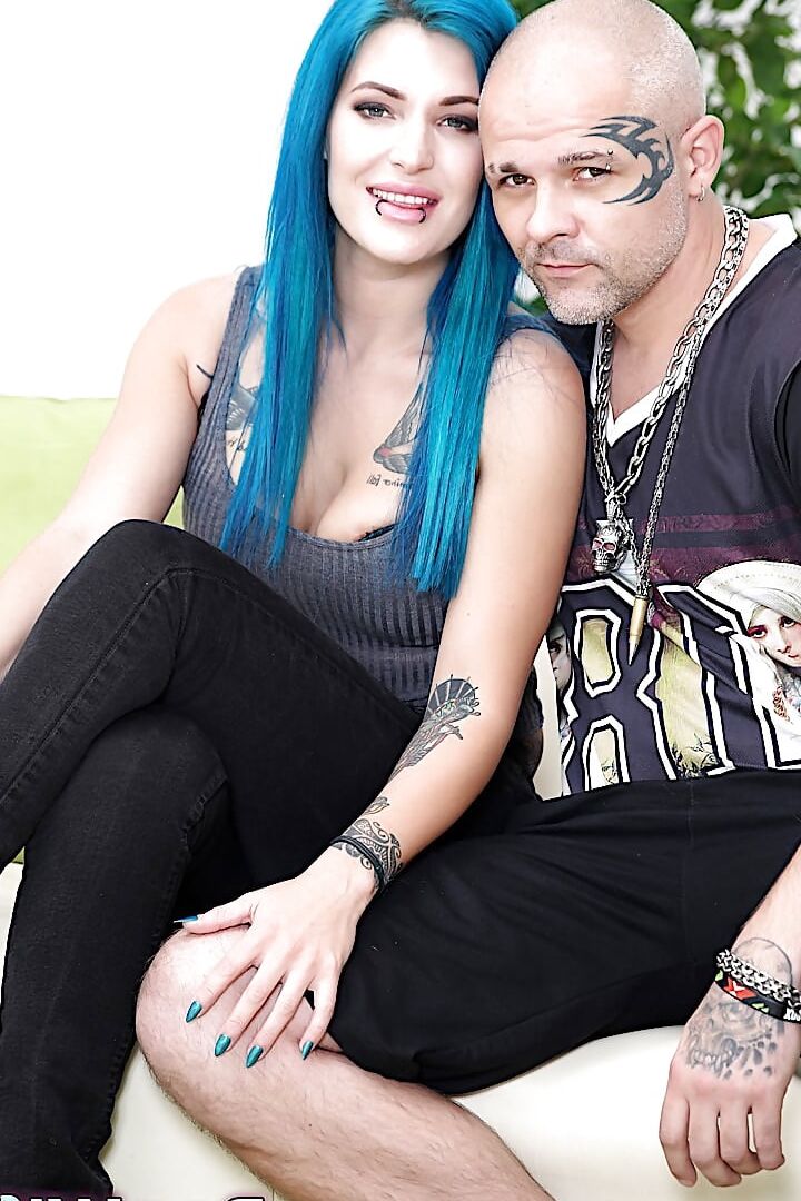 Hot goth chick takes big cock in front of her husband