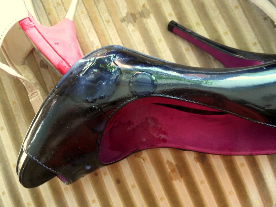 High heel cum shot