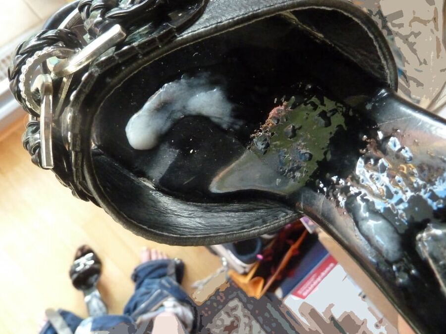High heel cum shot