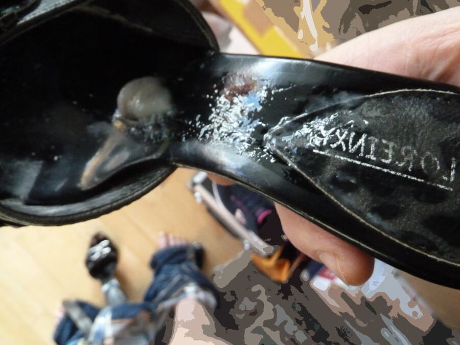 High heel cum shot