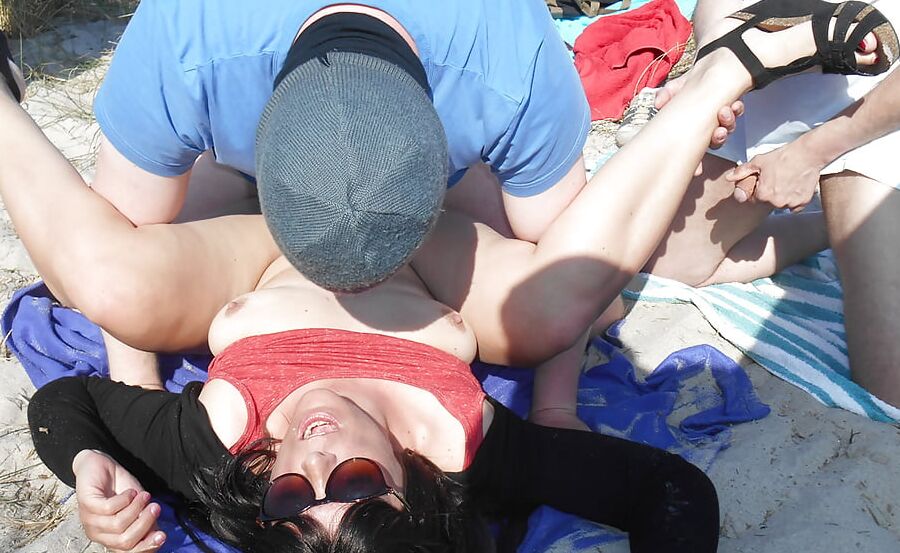 Slut wife gangbanged on public beaches