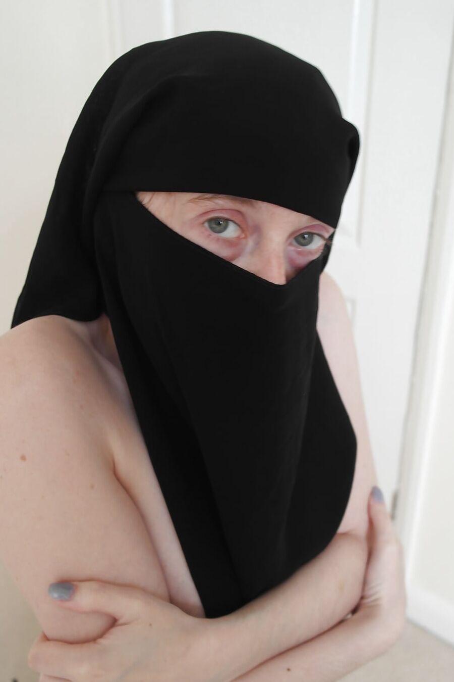 Shy Wife Naked in Niqab and Heels