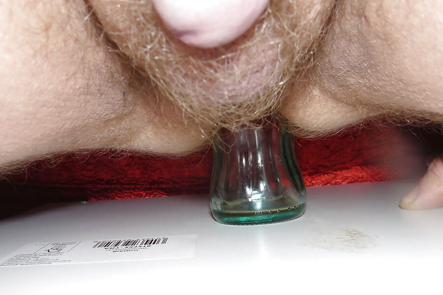 Bottle plastic and glass in my ass