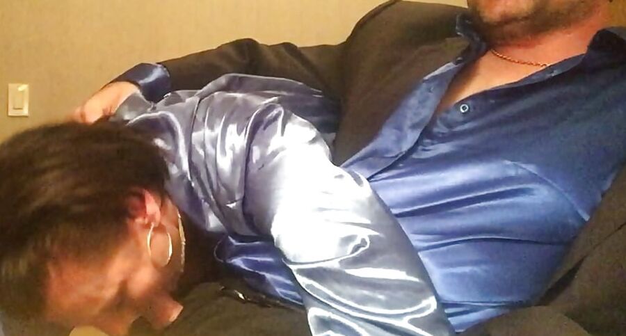 Satin Fetish King Blue Satin Luscious Cocksucker