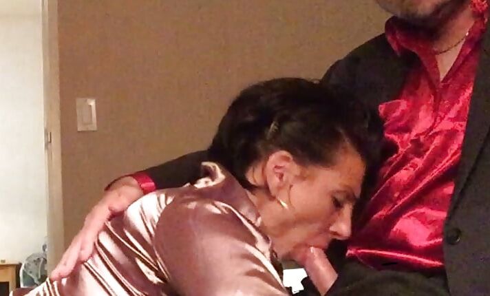Glorious Red Satin Fetish Blow Job Photos