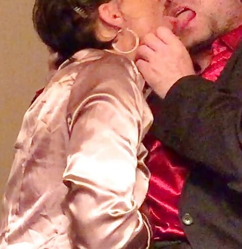 Glorious Red Satin Fetish Blow Job Photos