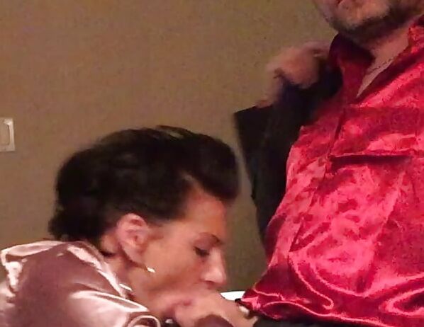 Glorious Red Satin Fetish Blow Job Photos