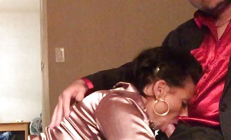 Glorious Red Satin Fetish Blow Job Photos