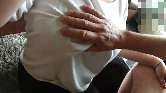 Big Titted Wife's Mouth and Natural  Breasts Used