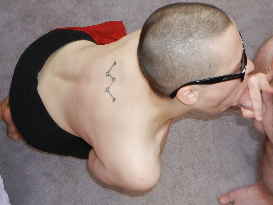 Geeky wife Shelly sucks some dick