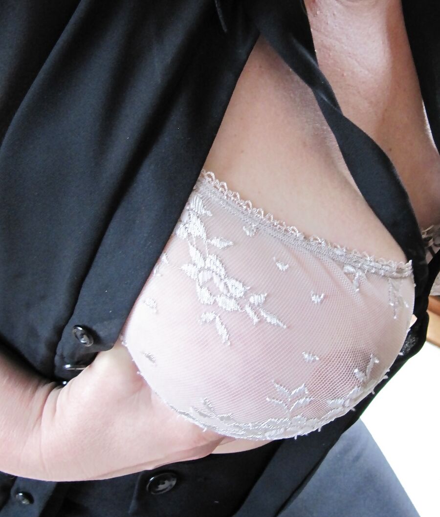 Big Titted Wife in Sheer Bra and Blue Thong