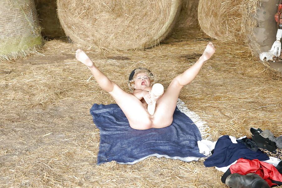 Old granny takes HUGE dildo on farm PART 1