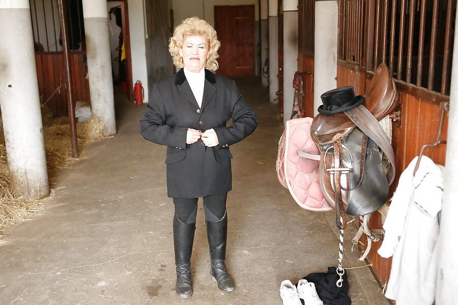 Old granny takes HUGE dildo on farm PART 1