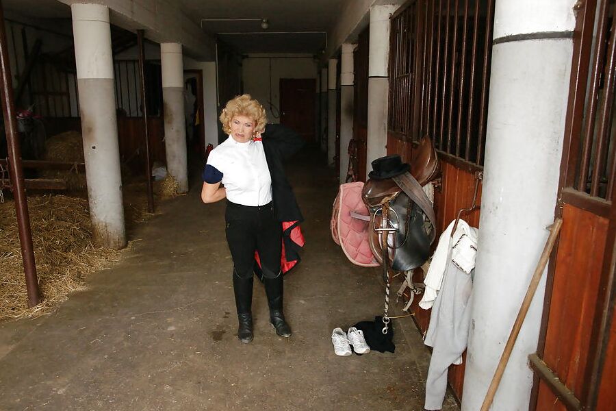 Old granny takes HUGE dildo on farm PART 1