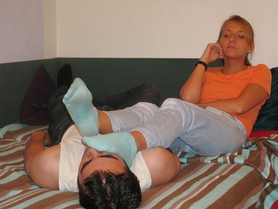 Smell & lick my feet, slaveboy