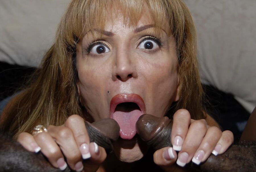 Hot mature MILF suck 2 black cocks at once PART 2