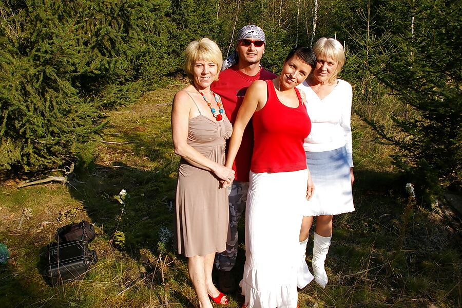 Three grannies fucked by lucky son outdoor PART 2