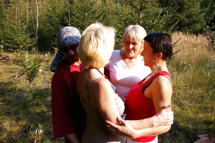 Three grannies fucked by lucky son outdoor PART 2