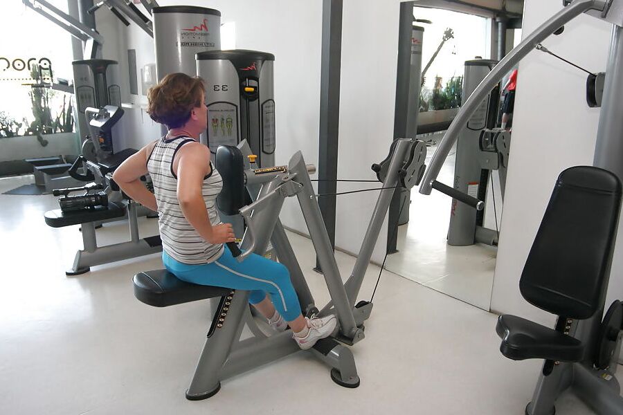 Naked Mature Mothers do Naked Exercises at Gym PART 1