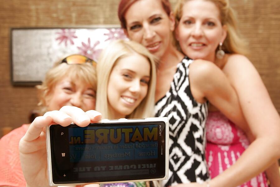 Old moms fuck young girls at lesbian group sex party