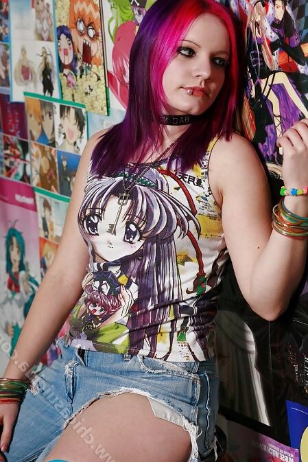 Anime Junkie Girl doing strip tease