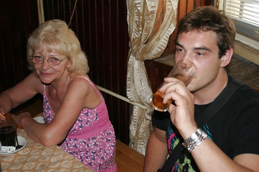 Grandma fucked by 2 young cocks in the woods