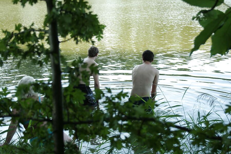 Grandma fucked by 2 young cocks in the woods