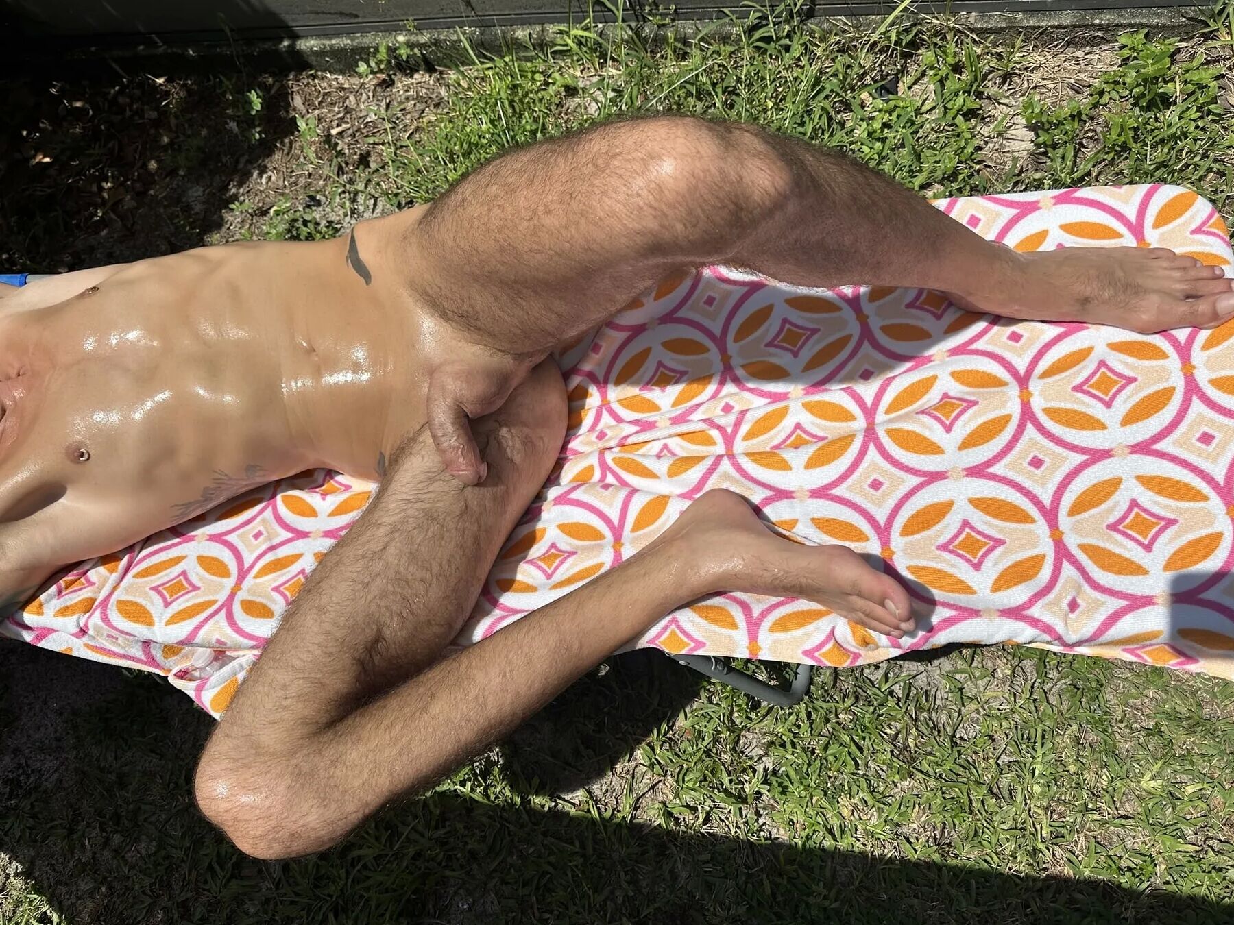 Husband Tans Naked