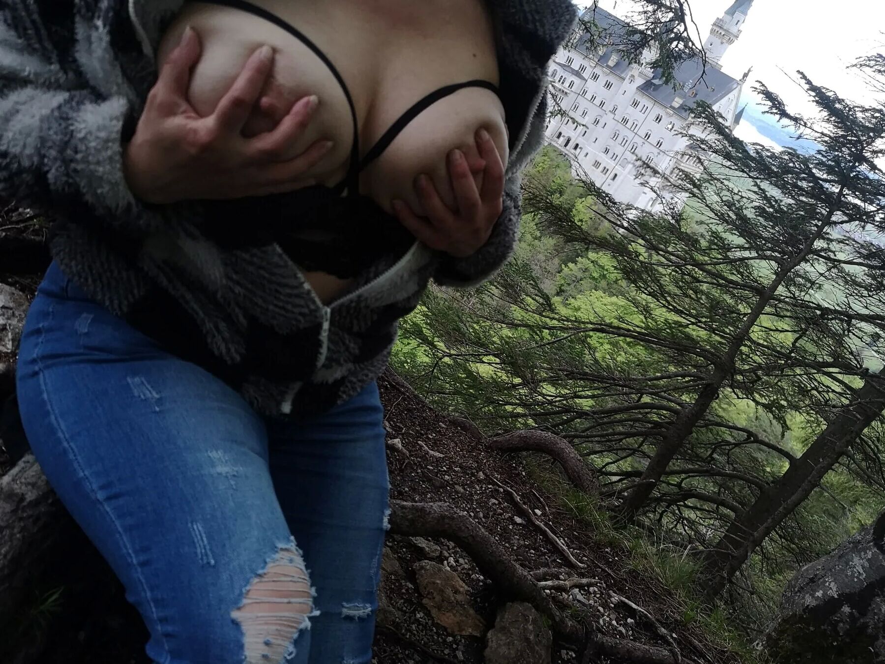 My breasts need air at Neuschwanstein Castle