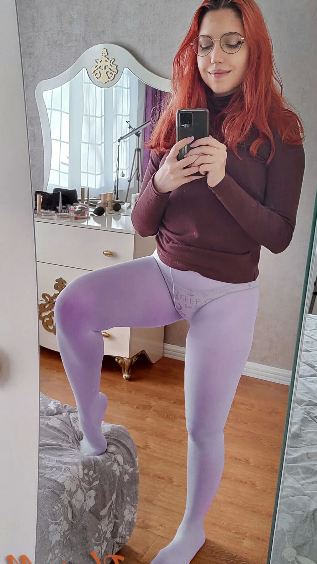 Krista Shyann Taking Selfies In Pantyhose and Panties
