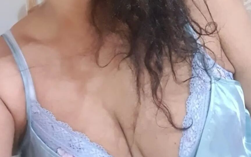 Goddess in sexy blue satin dress